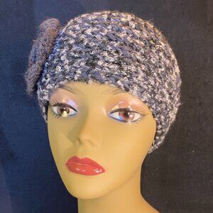 Tickled Pink Bouclé Knit Ear Warmer Headband with Flower NWT